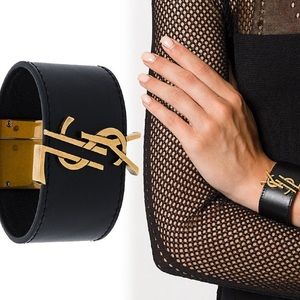 Yves Saint Laurent Unisex Bracelet Black Leather